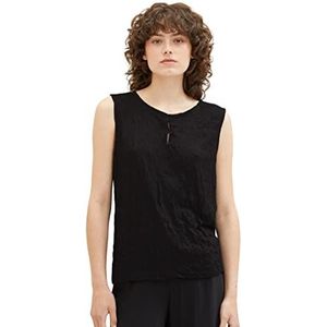 TOM TAILOR Dames crinkel top met cut-out, 14482 - Deep Black, M