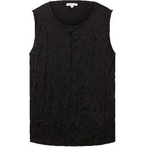 TOM TAILOR Dames crinkel top met cut-out, 14482 - Deep Black, M