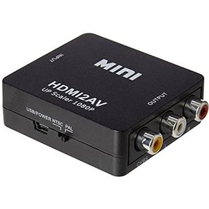 Tec-Digi RCA naar HDMI converter, 1080P RCA Composite CVBS AV naar HDMI video audio converter adapter compatibel met N64 Wii PS2 Xbox VHS VCR camera DVD, ondersteunt PAL/NTSC met USB