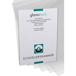 Honsell 25503 Glama Microdraft, zeer transparant tekenpapier, DIN A3-blok met 50 vellen, 110-115 g/m², voor technische tekeningen, schetsen met potlood, viltstift, inkt