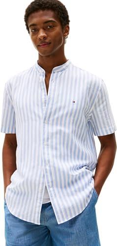 Tommy Hilfiger - Linen Blend Mao - Herenhemd - Blauw