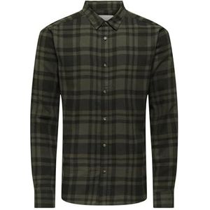 Only & Sons - ONSGUDMUND - Overhemd - Olijfgroen/Zwart - Slim Fit