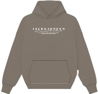 JACK & JONES Heren Jcopoint Branding Sweat Hood FST, Desert Taupe, L