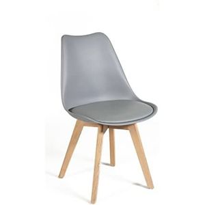 Norbe Eetkamer- of bureaustoel met poten van beukenhout en zacht kussen van kunstleer, afmetingen: 50 x 48 x 82 cm (grijs, 1)