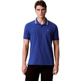 Calvin Klein Heren SS Monogram Pique Tipped Polo LV04RC276G Polo's, Blauw (Chase Blue), XS, Blauw (Chase Blue), XS