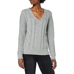 7 For All Mankind Dames V-hals Cable Knit Shirt, grijs, M