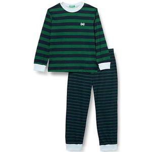 United Colors of Benetton Pig(tricot + pant) 3ZTH0P04W pyjamaset, bosgroen en donkerblauw 65 K, S kinderen, Righe Verde Bosco E Blu Scuro 65k, S