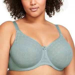 Glamorise Wonderwire #9855 Full Coverage Bra, 115F, comfort-kanten pantser voor dames, mat, jade, Jade, 11E