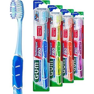 GUM Technique PRO Tandenborstel Compact Medium/Microfijne borstelharen voor grondige en zachte tandplakverwijdering in de interdentale ruimte en onder het tandvlees / 4 stuks