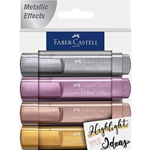 Faber-Castell 154623 - Markeerstift set TL 46, doos à 4, metallic kleuren, met duurzame spievormige punt, lijndikte 1-5 mm