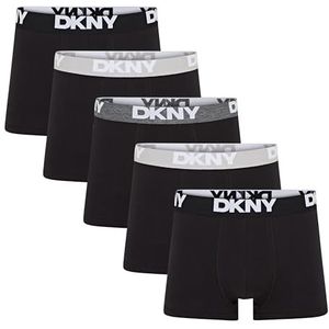 DKNY Boxershorts voor heren met contrasterende merkband in ademende katoenen short, Zwart/Grijs/Navy/Houtskool/Wit, S