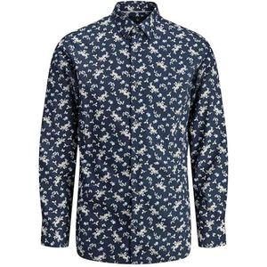 Jprblayork Print Dobby L/S Shirt, navy, XL