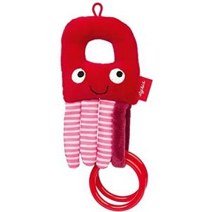 Sigikid Greifling octopus, RedStars babyspeelgoed met rammelaar en ringen: grijpen, ontdekken, spelen, voor baby's vanaf de geboorte, art.nr. 42920, roze-rood, 18x8x2 cm