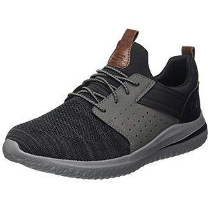 Skechers USA Men's Men's Delson 3.0-Cicada Knitted Bungee Lace Slip On, Bkgy, 7.5 Wide