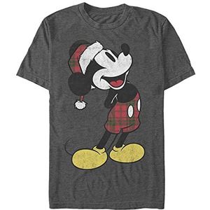 Disney - Plaid Mickey Unisex Crew neck T-Shirt Melange Black 2XL
