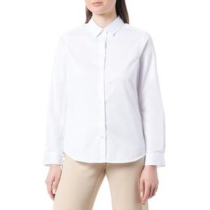 Seidensticker Damesblouse, modieuze blouse, regular fit, hemdblousekraag, lange mouwen, 100% katoen, wit, 36