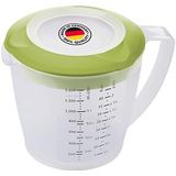 Westmark Beslagkom/maatbeker met spatbescherming, deksel en tuit, kunststof, inhoud: 1,4 l, Helena, doorzichtig/groen, 3105227A