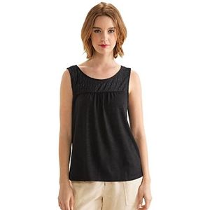 Street One Kanten top voor dames, zwart, 38