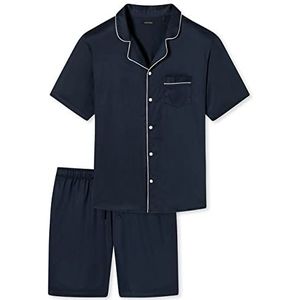 Schiesser heren pyjama korte pyjamaset, donkerblauw piping, 50