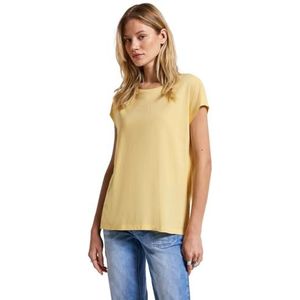 Street One Basic damesshirt met tekst, botercrème geel, 42