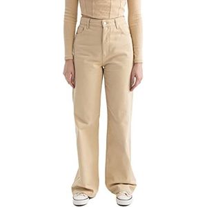 DeFacto Casual gebreide broek voor dames, joggingbroek - standaard pasvorm joggingbroek dames joggingbroek, joggingpak vrouw, beige, 38