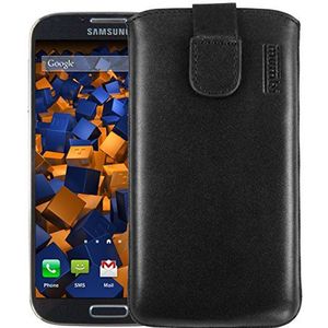 mumbi Echt leren hoesje compatibel met Samsung Galaxy S4 hoes leer tas case wallet, zwart