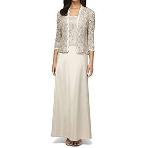 Alex Evenings Dames lange mock jas jurk met satijnen rok, Bruin, Taupe, 12