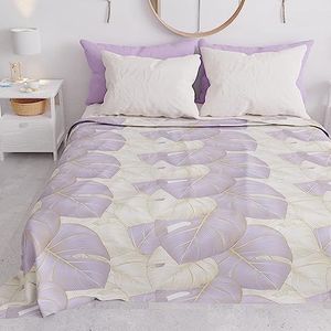PETTI Artigiani Italiani - Sprei voor Frans bed voor lente en zomer, lichte deken voor Frans bed, sprei, tropisch paars, 100% Made in Italy