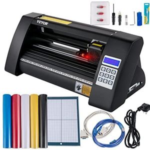 VEVOR Vinyl Snijplotter, 375 mm Snijplotter Machine, LED Desktop Vinyl Cutter Plotter, Semi-automatisch Ingebouwd Optisch Oog Lasergeleiding, Compatibel met Signmaster-software voor Windows-systeem