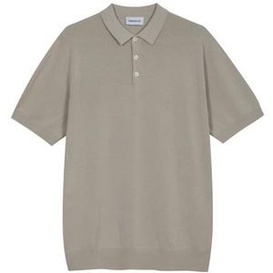 Diana Studio - Satijnen poloshirt voor heren, 100% katoen, licht, extra gedraaid, korte mouwen, casual pasvorm, Beige, M
