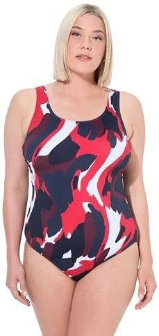 Ulla Popken - Badpak - Navy - Donkerblauw - Pitaja Roze - Wit