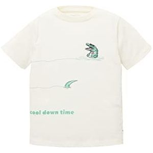 TOM TAILOR T-shirt voor jongens met opschrift en print, 12906 - Wool White, 92 cm