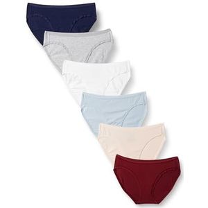 Amazon Essentials Women's Katoenen onderbroek in bikinimodel (verkrijgbaar in grote maten), Pack of 6, Coole kleuren/Warme tinten, 40