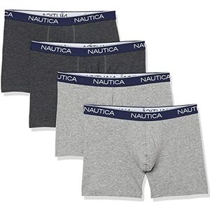 Nautica Heren 4 Pack Stretch Boxer Brief, 2 Houtskool Heather/2 Lichtgrijze Heather, Medium