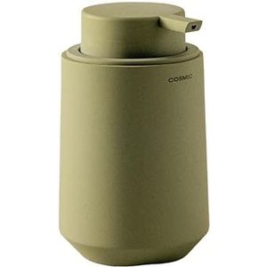COSMIC SAONA Zeepdispenser voor badkamer, elegant design, hars, zacht aanvoelend, zacht gevoel, navulbare accessoires, 350 ml, olijfgroen