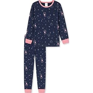 Schiesser Meisjespyjama lang – eenhoorn, sterren, stippen, bosmotieven en heksen – organisch katoen pyjamaset, donkerblauw II, 104 cm