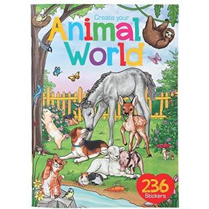 Depesche 11943 Creëer je dierenwereld - kleur- en stickerboek met 24 mooie motieven uit de dierenwereld om te maken en op te plakken, incl. 2 stickervellen met talrijke dierenstickers