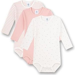 Sanetta Body met lange mouwen (verpakking van 3) roze strepen roze en wit | Hoogwaardige en duurzame body voor meisjes van biologisch katoen. Inhoud: 3-delige set babybody, wit pebble, 56