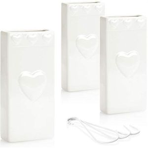 COM-FOUR® 3x luchtbevochtiger verwarming - radiator luchtbevochtiger met hartpatroon - verwarmingswaterverdamper van keramiek - 320 ml (wit hart)