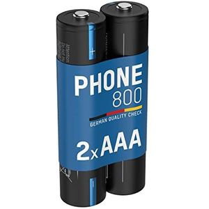 ANSMANN HR03 Phone 800 mAh oplaadbare batterijen (verpakking van 2 stuks) — DECT-batterijen voor draadloze telefoon of babyfoon — snel opladen en bijna zelfontladende batterijen