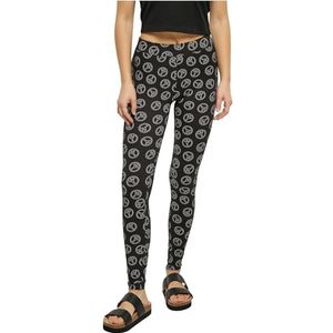 Urban Classics Ladies Soft AOP Leggings, dameslegging, verkrijgbaar in veel verschillende kleuren, maten XS - 5XL, Blackpeace, 5XL