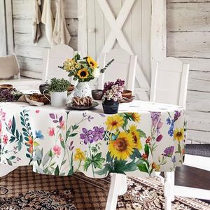 Yighty Ovaal tafelkleed in de lente en zomer, 152,4 x 213,4 cm (60 x 84 in), aquarel tafelkleed met bloemenmotief, waterdicht kreukvrij tafelkleed, lente- en zomerdecoratie voor vakantie, keuken,