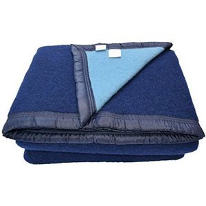 Comptoir du Linge LAI522MAR deken, wol, marineblauw/myosotis, 240 x 220 cm