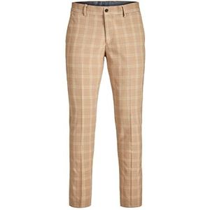 JACK & JONES Jprfranco Check Broek Elegante herenbroek, Petrified Oak/Checks: Super Slim Fit, 48 NL