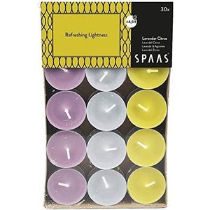 SPAAS 30 Theelichten Geur assorti kleuren, ± 4,5 uur - Refreshing Lightness