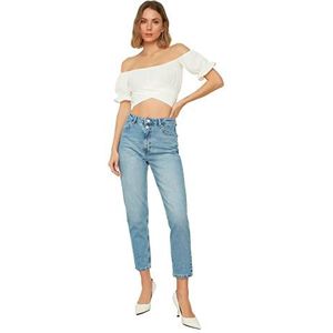 TRENDYOL Jeans - roze - hoge taille, blauw, 34