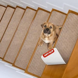 MBIGM 8"" X 30""/20x76 cm (15-pack) antislip, tapijt traptreden, antislip veiligheidsdeken, antislip indoor loper voor kinderen, ouderen en huisdieren met herbruikbare lijm, camel