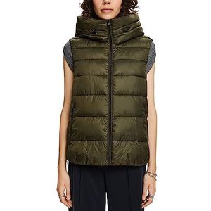ESPRIT Gerecycleerd: gewatteerd vest, khaki (dark khaki), XS