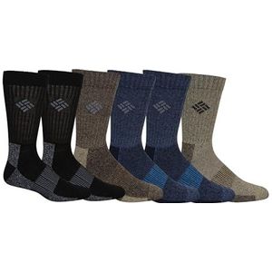 Columbia Heren Moisture Control Crew sokken, kaki/marine/bruin/zwart, 6-12 US, Khaki/Navy/Bruin/Zwart, 6-12