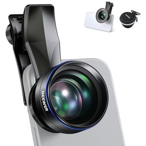 NEEWER 60 mm telelens met 17 mm draad telefoonlensclip en 67 mm filteradapterring, 2x vergroting compatibel met iPhone Samsung, LS-41 PRO